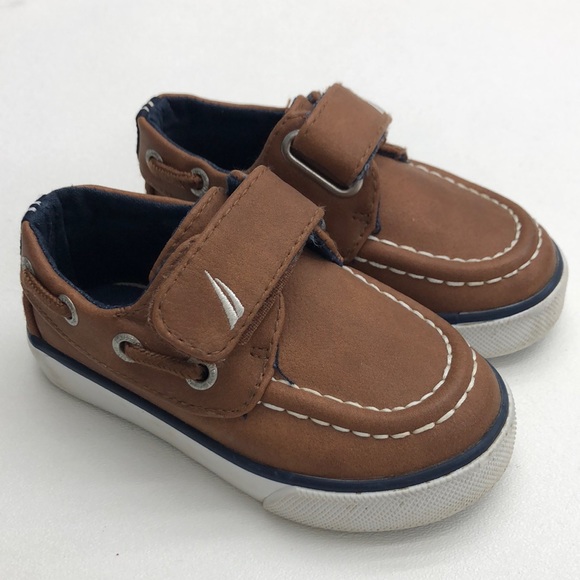 Nautica Brown Boat Shoes Loafers Boys Baby Toddler size 5 Adjustable Strap EUC - Picture 1 of 9